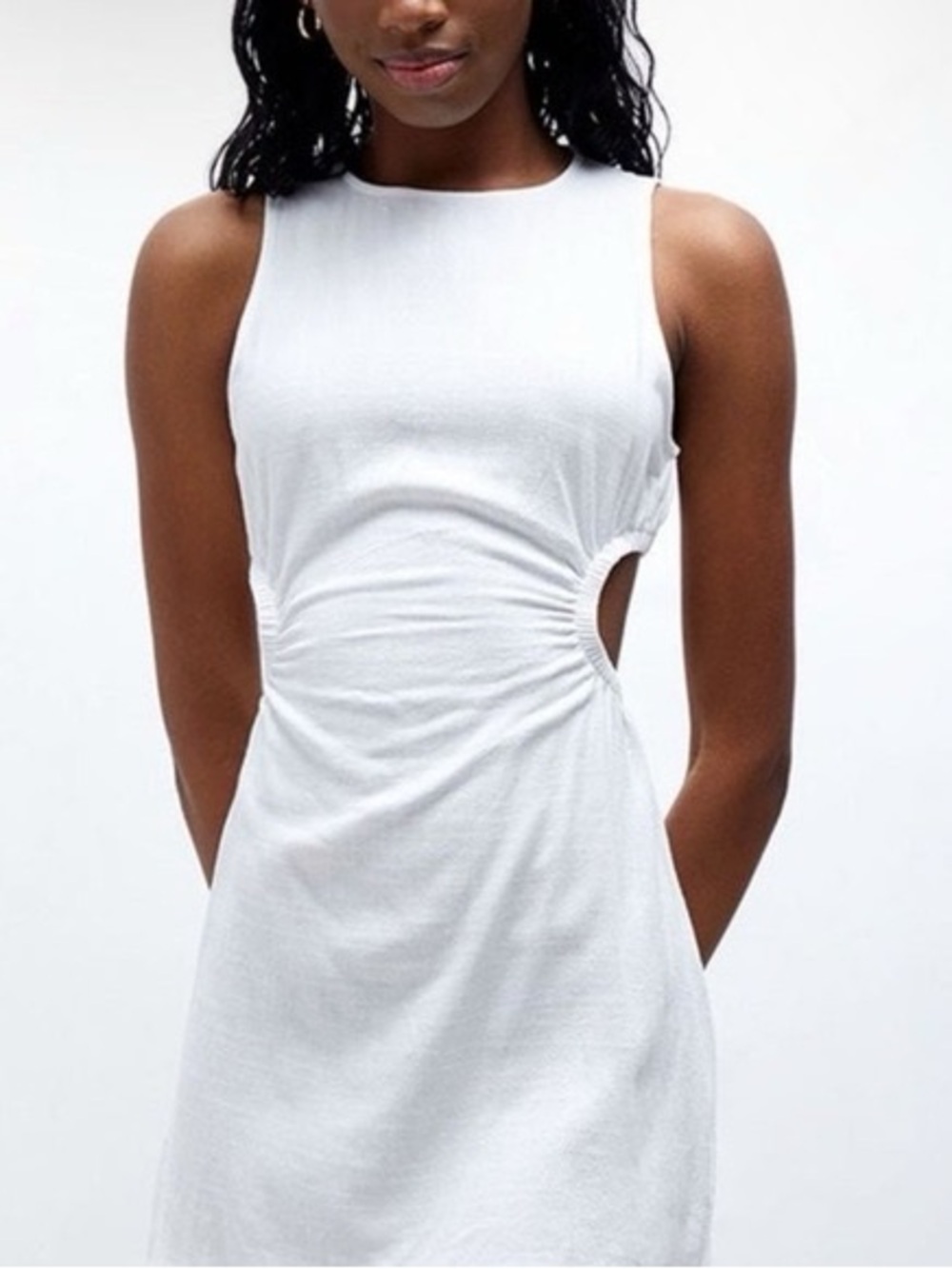 Kendall & Kylie White Linen Cutout Mini Dress